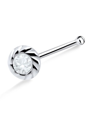 Twisted Stone Silver Bone Nose Stud NSKD-691